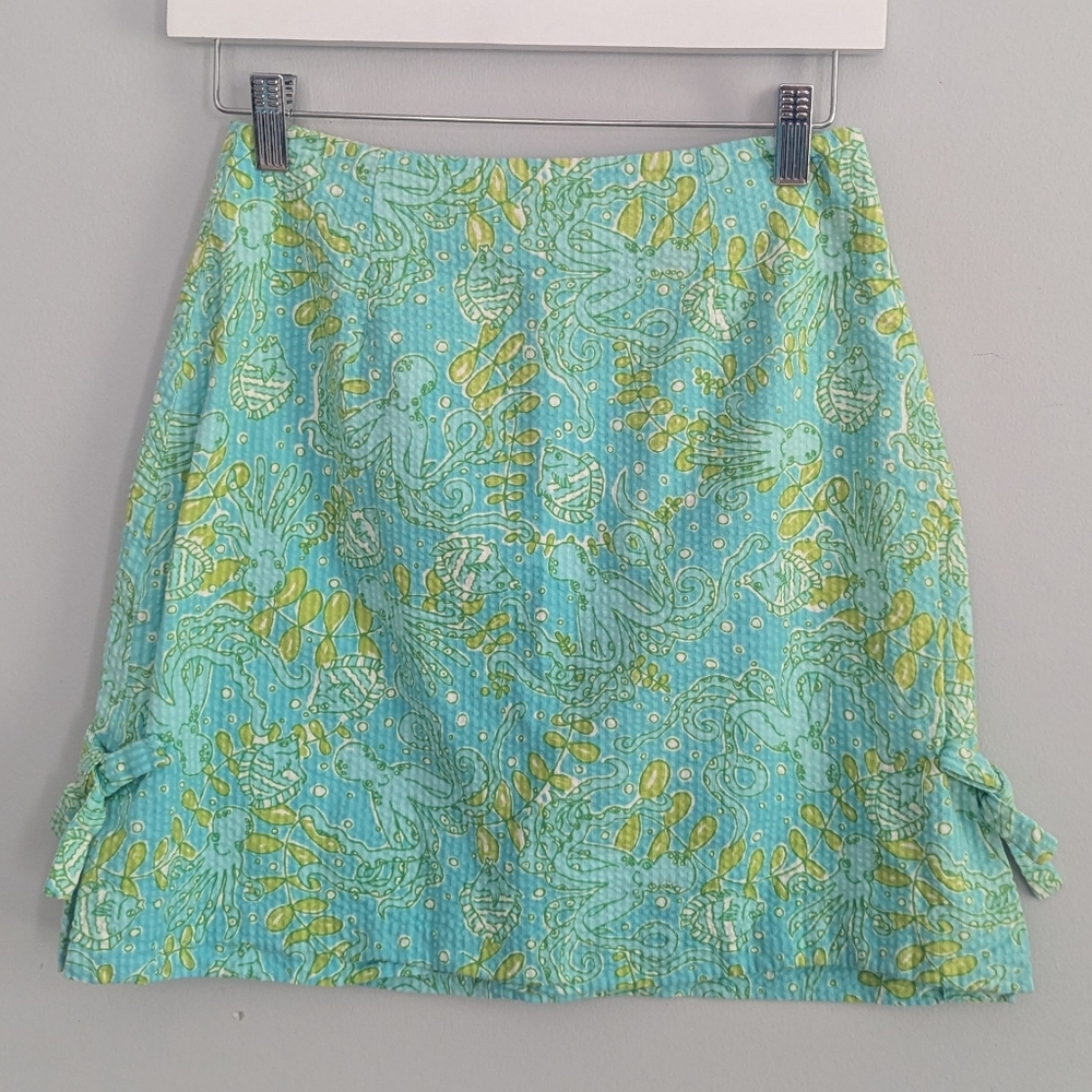 Lilly Pulitzer Aqua & Lime Patterned Mini Skirt